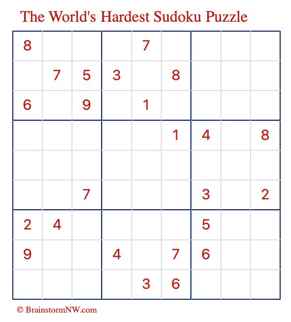 sudoku susser toughest known